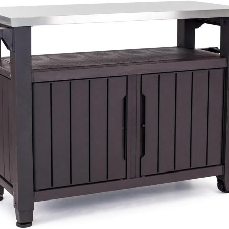 Outdoor BBQ Prep Cart with Wheels