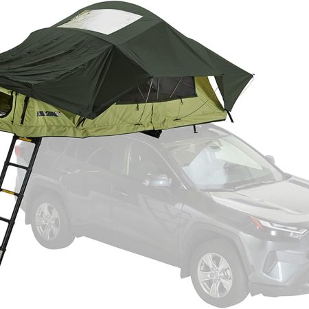 Universal roof tent: For two people, equipped with storage bags and a memory foam mattress with a removable cover.