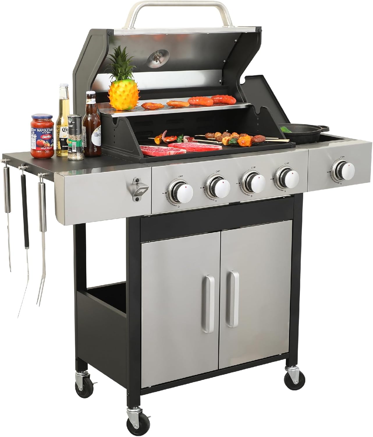 4-Burner Propane Grill with Side Burner
