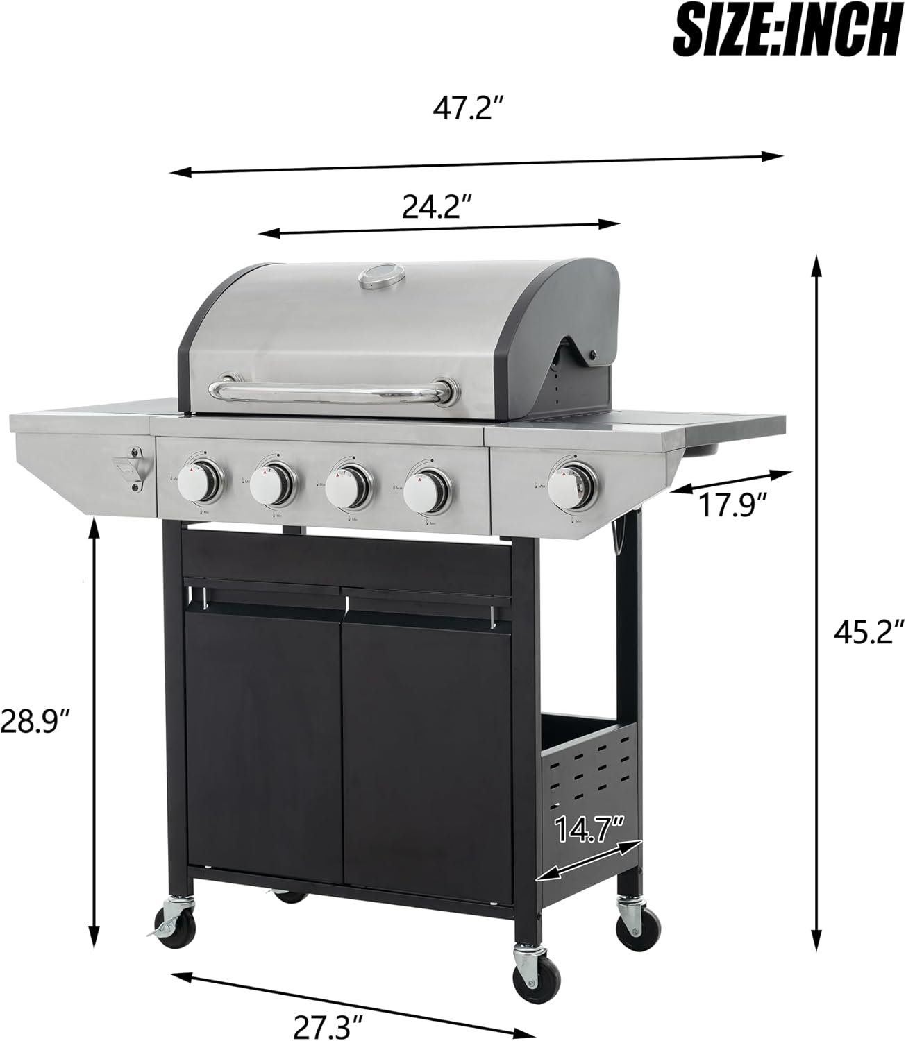 4-Burner Propane BBQ Grill with Side Burner - Image 2